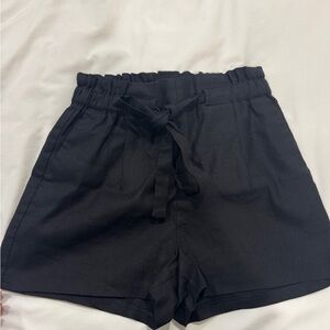 Express High-Waist Black Tie Shorts